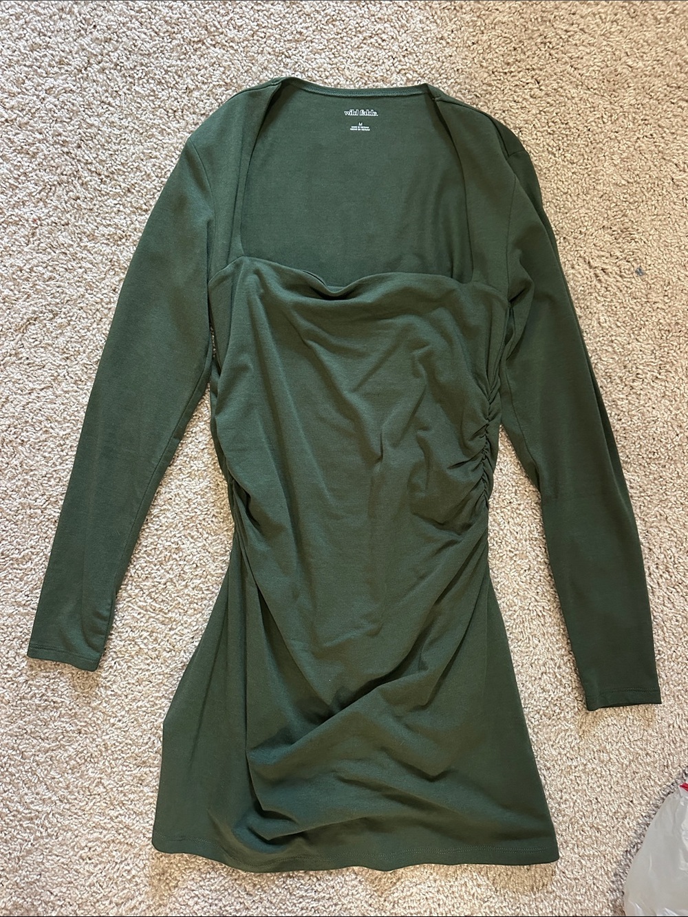 wild fable Olive Green Long Sleeve Mini Dress